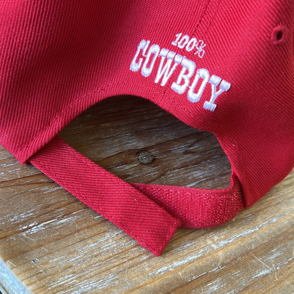 Red Cowboy Embroidered Cap. 100% Cowboy. - Picture 15 of 17